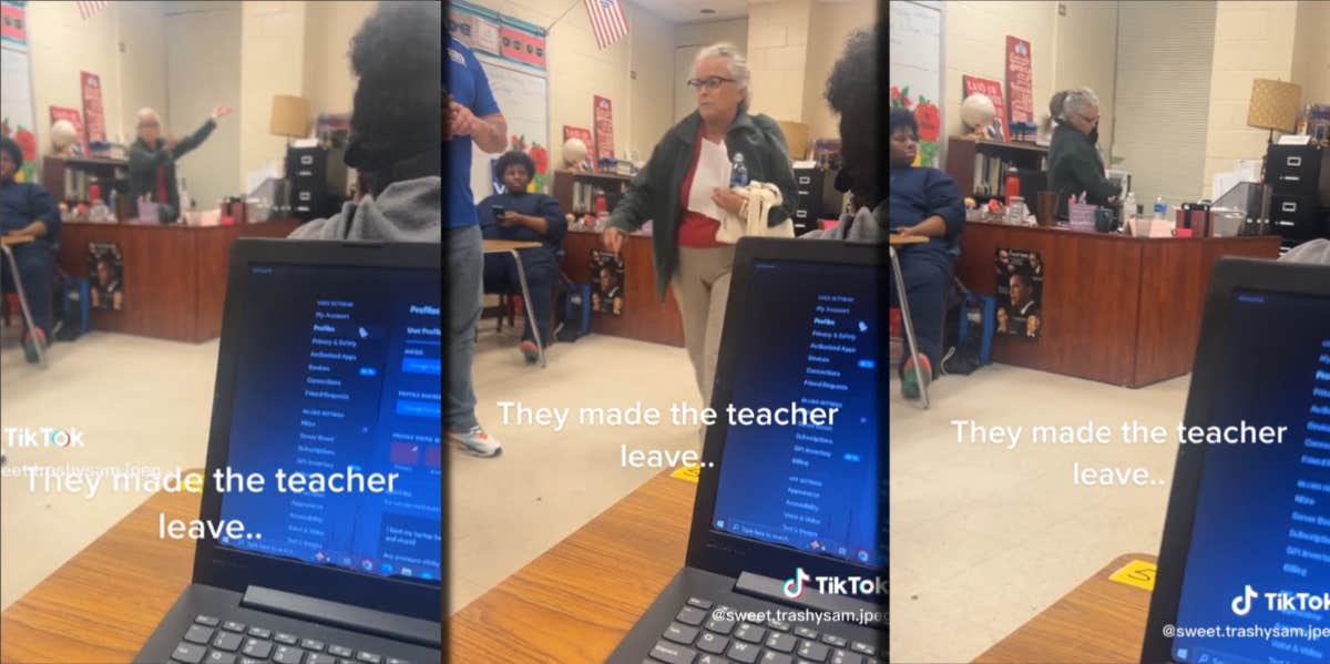 teacher storming out of classroom