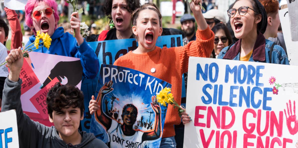 Teachers combat training gun violence protestors