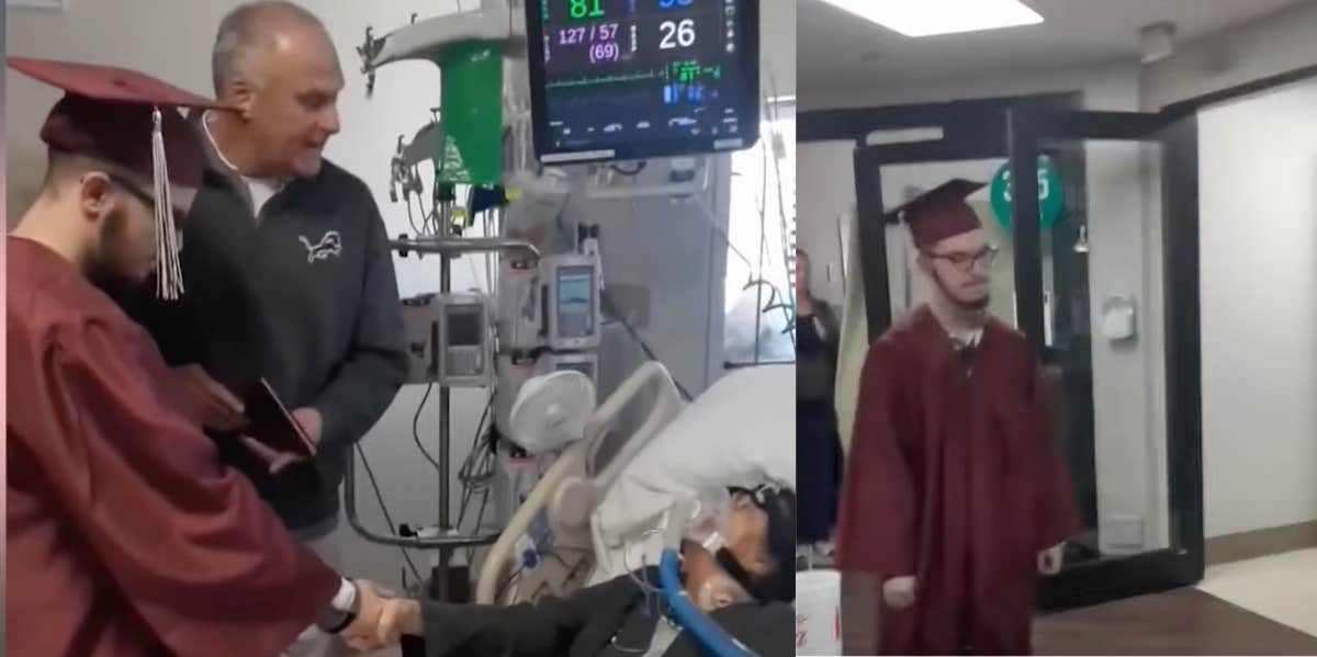 Teen Celebrated A Make-Shift Graduation By His Mom's Bedside One Day Before She Passed Caleb Woodrum graduation