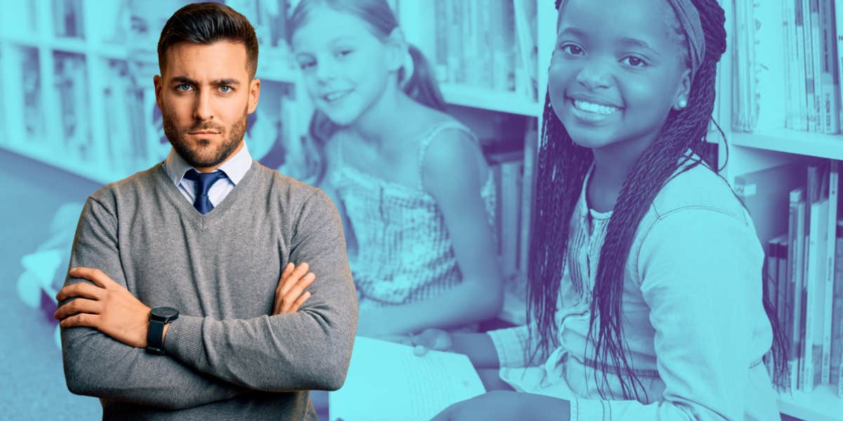 Largest Public School District In Texas Is Converting School Libraries Into Discipline Centers students in the background with man in front