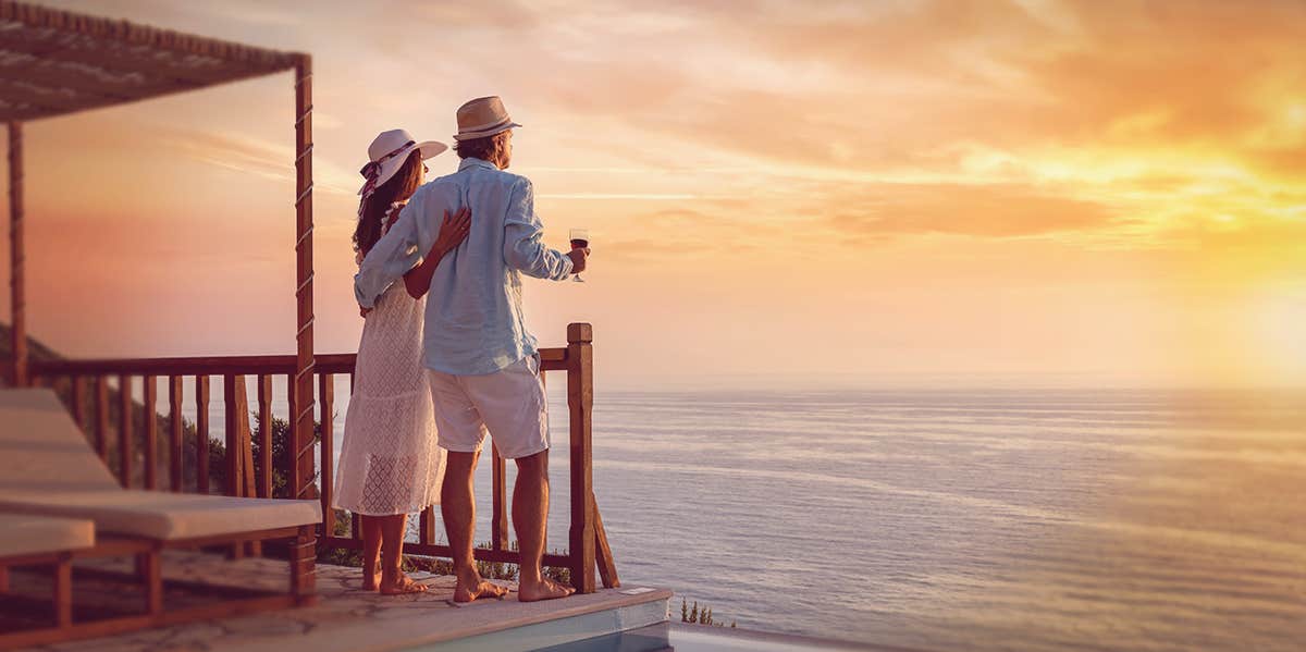 couples looking at the sunset