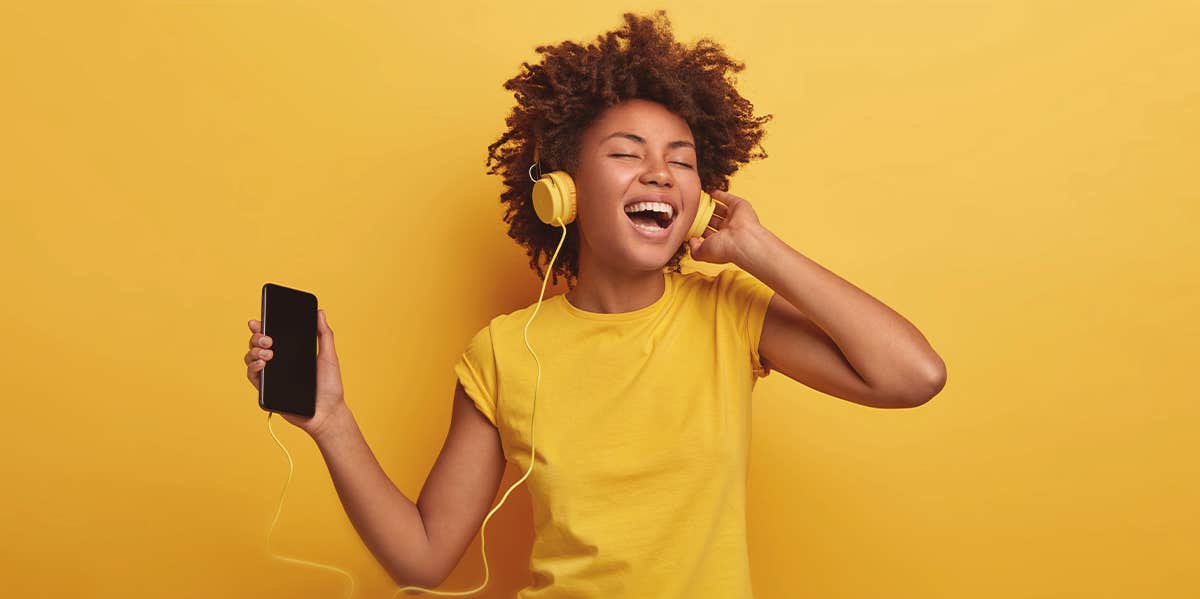 woman listening to music