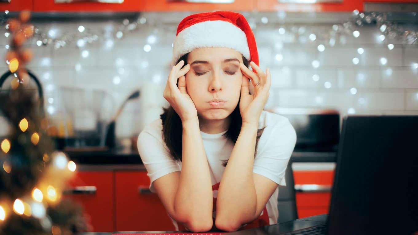 exasperated woman at christmas