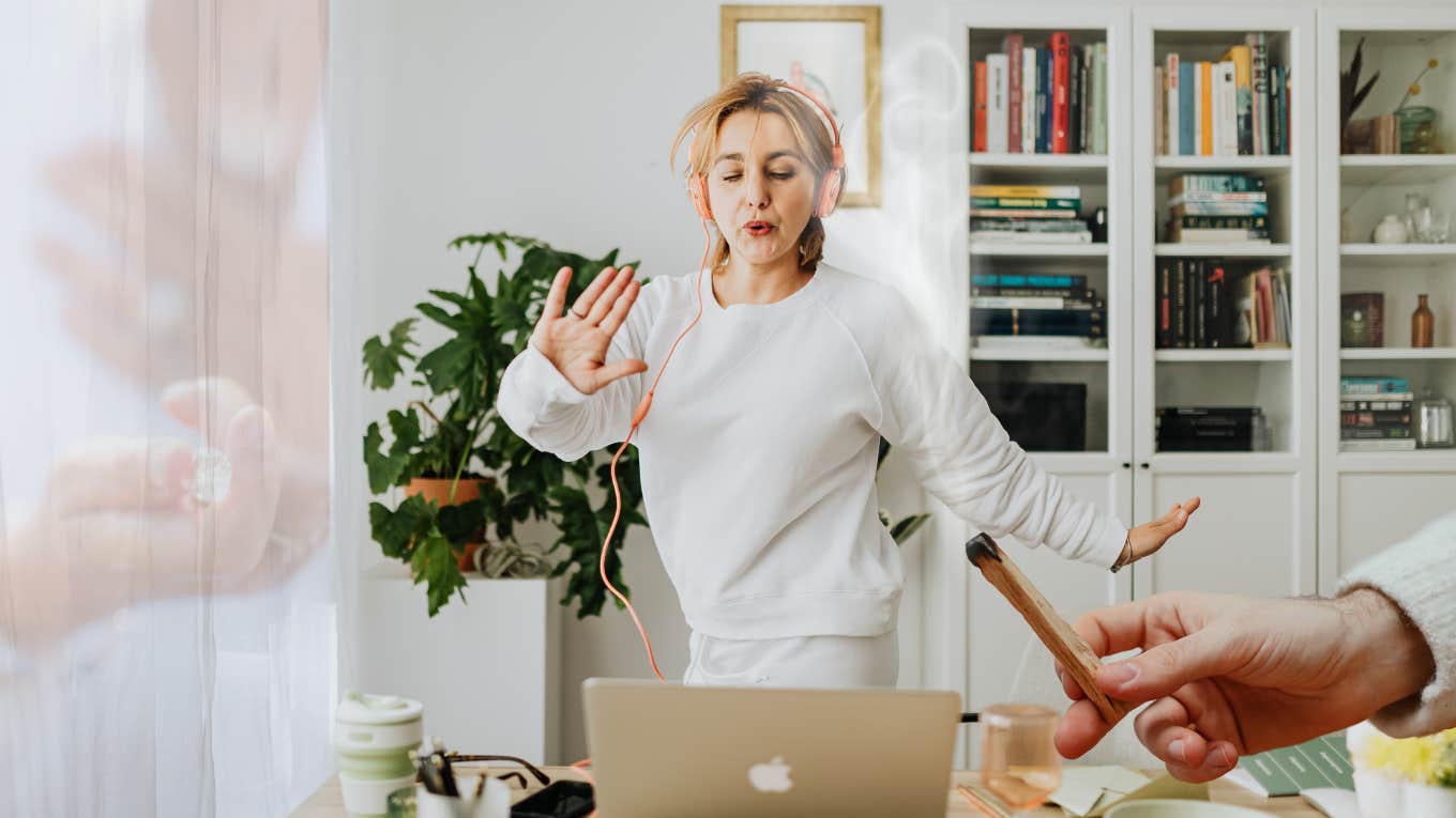 Woman doing self care post divorce