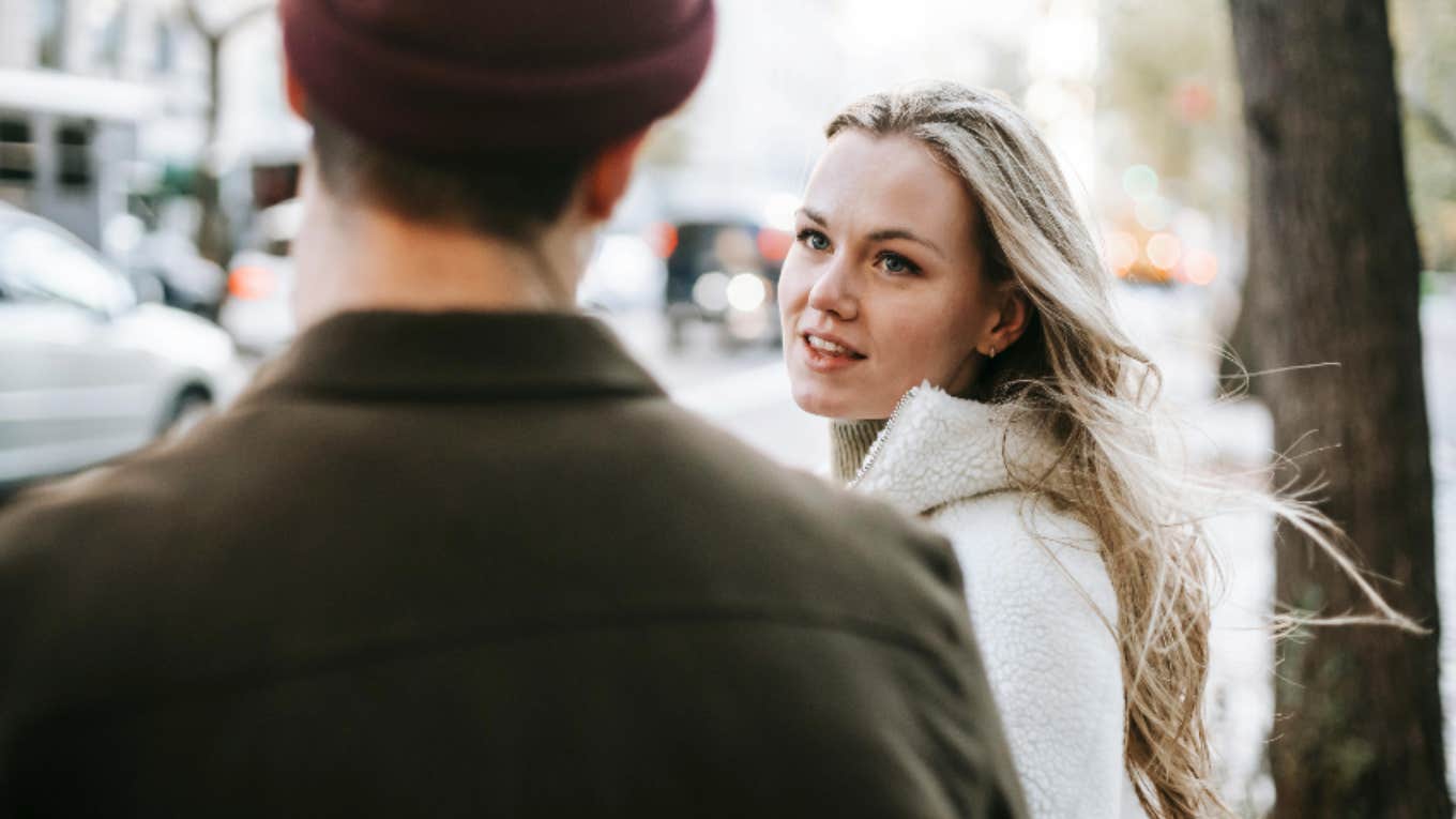 woman looking at man