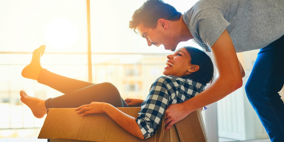 bored couple being playful at home