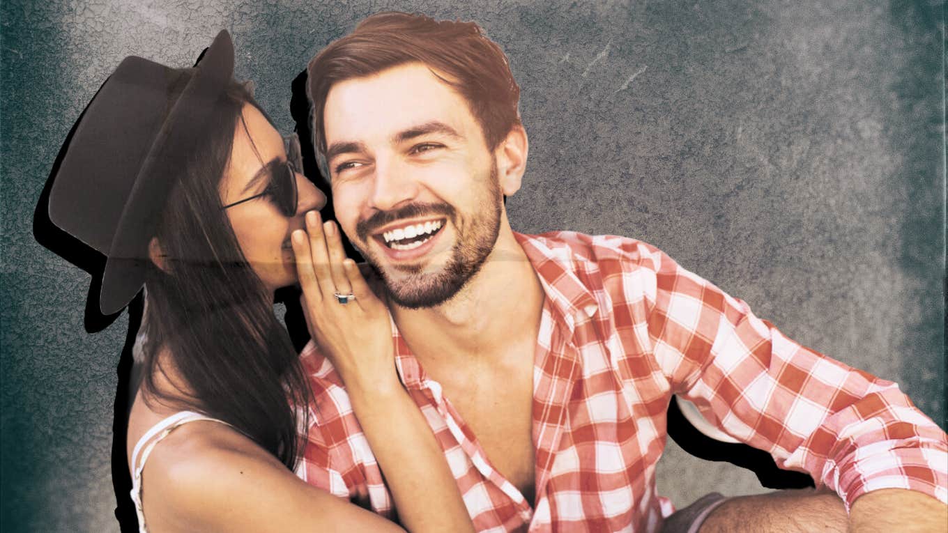 Cute Love Quotes Will Remind Your Man That He Is LOVED Women whispering in mans ear, telling him that he is loved