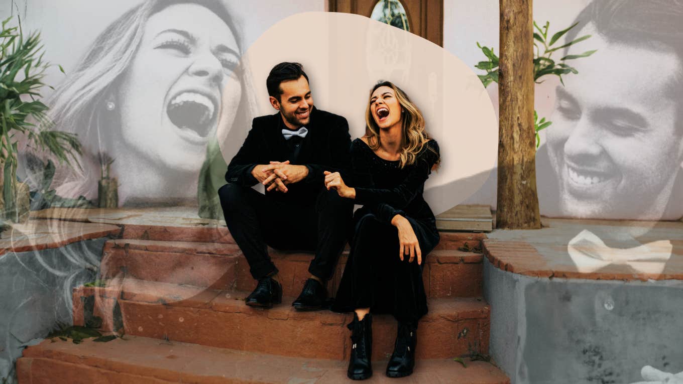 6 Tiny Things Your Marriage Must Have If You Want It To Last Forever married couple sitting on steps outside laughing with each other