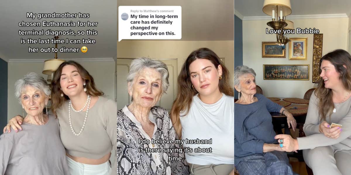 Screenshots of Ali Tate Culter and her grandmother discussing her euthanasia choice