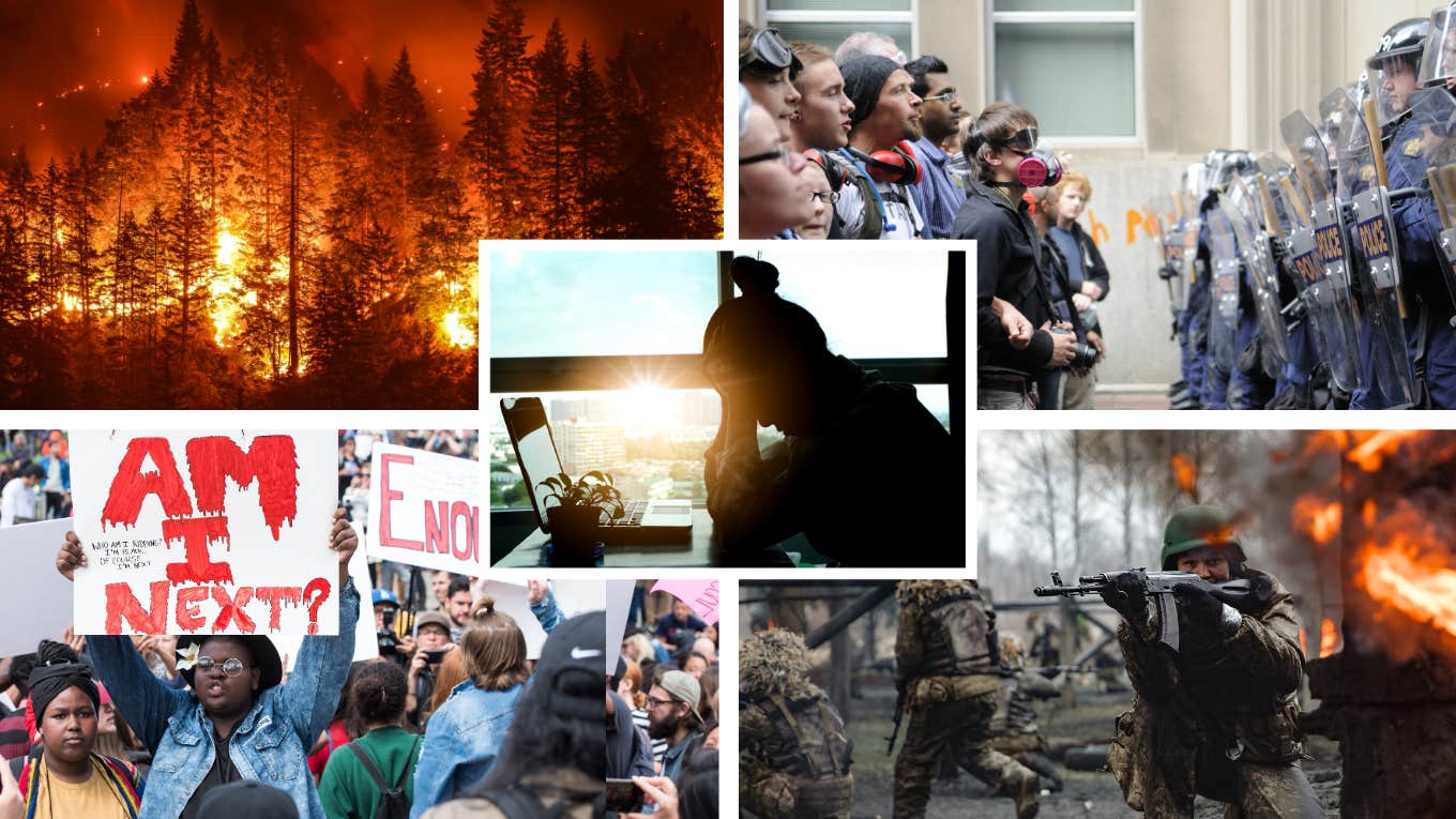 Why It Feels Dystopian To Have To Do Our Jobs Amidst Tragedy world events and woman crying at work
