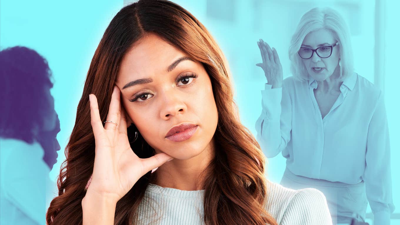 Woman Says A Female Manager Over Forty Is The Worst Boss young woman annoyed by her female manager who's over 40