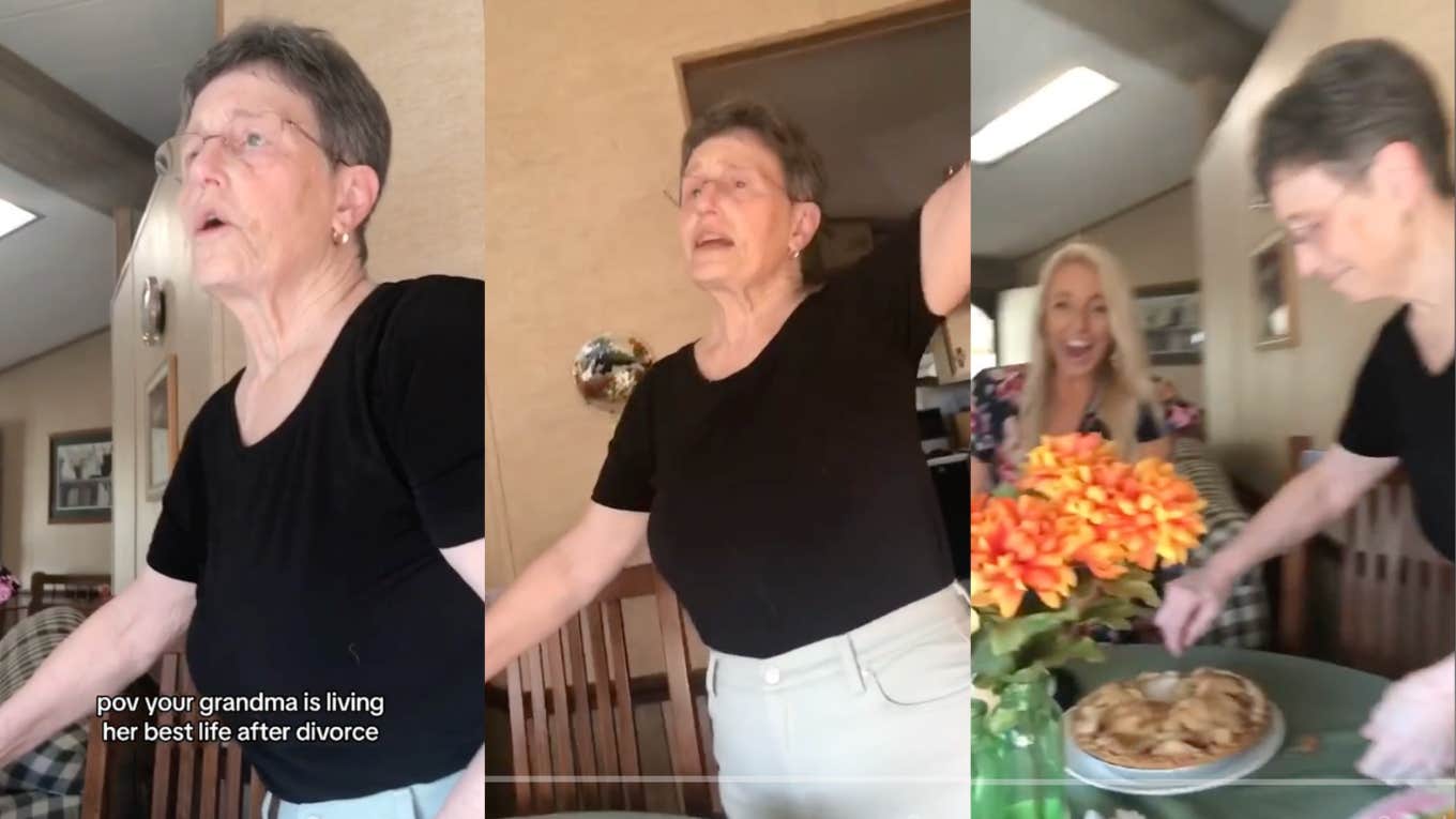 Grandma Celebrates Her Divorce With Joyous Song, & It Has Other Women Feeling Seen tiktok of grandma as she celebrates her divorce