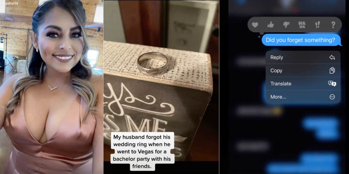 TikToker Gets Revenge On Husband Who Left His Wedding Ring At Home While On A Boys' Trip To Vegas Woman's husband 'forgets' wedding ring for Vegas trip