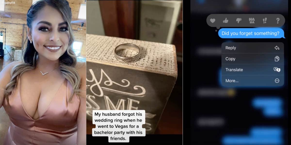 Woman's husband 'forgets' wedding ring for Vegas trip