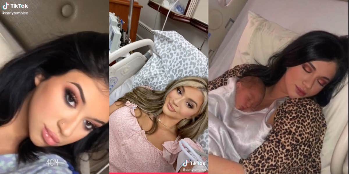 Mom Shares Her Hair & Makeup Routine While In Labor Because She 'Wanted To Look Good In Photos' TikTok makeover mom in labor