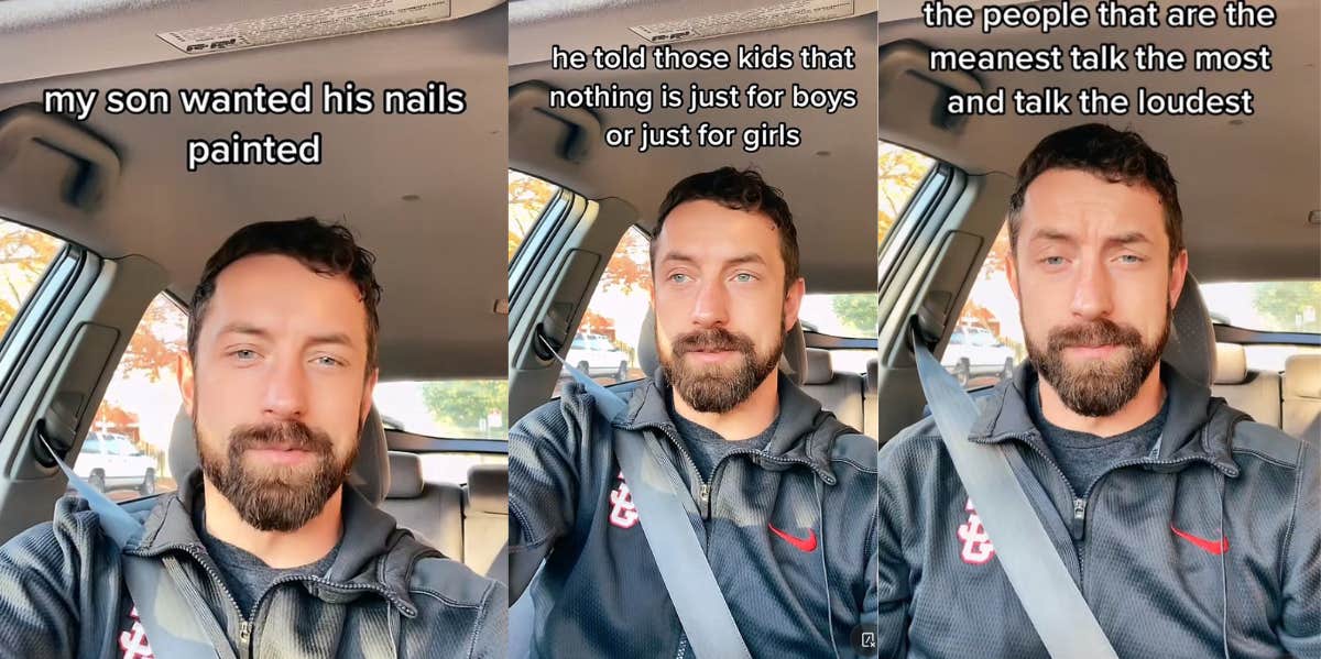 Dad Responds To Son's Bullies After He Was Mocked For Having His Nails Painted Man on tiktok