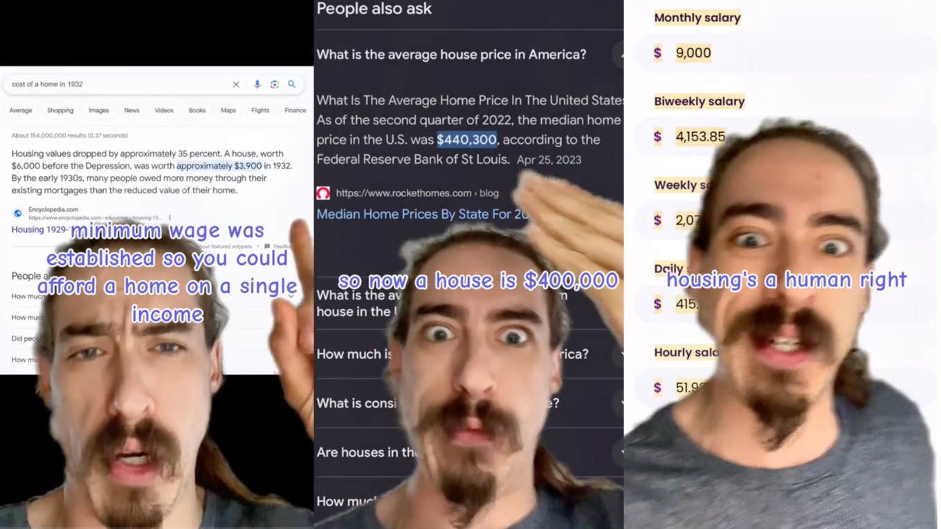 Man Explains Why Minimum Wage Should Be $52 An Hour tiktoker explaining why minimum wage should be $52 an hour