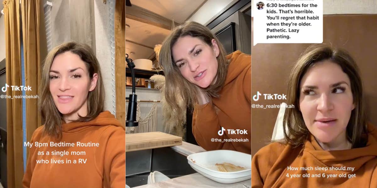 Single Mom Called 'Lazy' For Putting Her Kids To Bed At 6PM TikTok mom showing off her routine and responding to critics