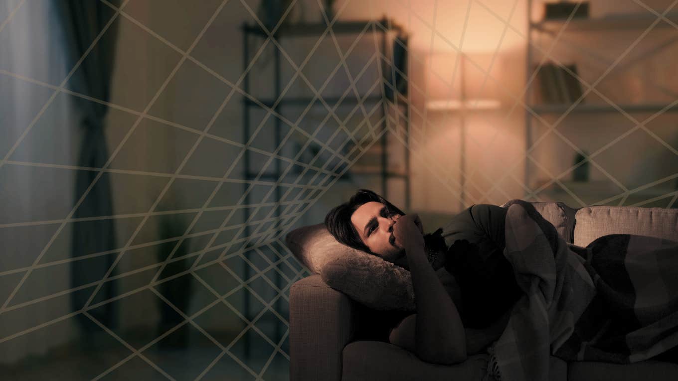 5 Tiny Signs You're Not Taking Good Emotional Care Of Yourself restless man on couch unable to sleep