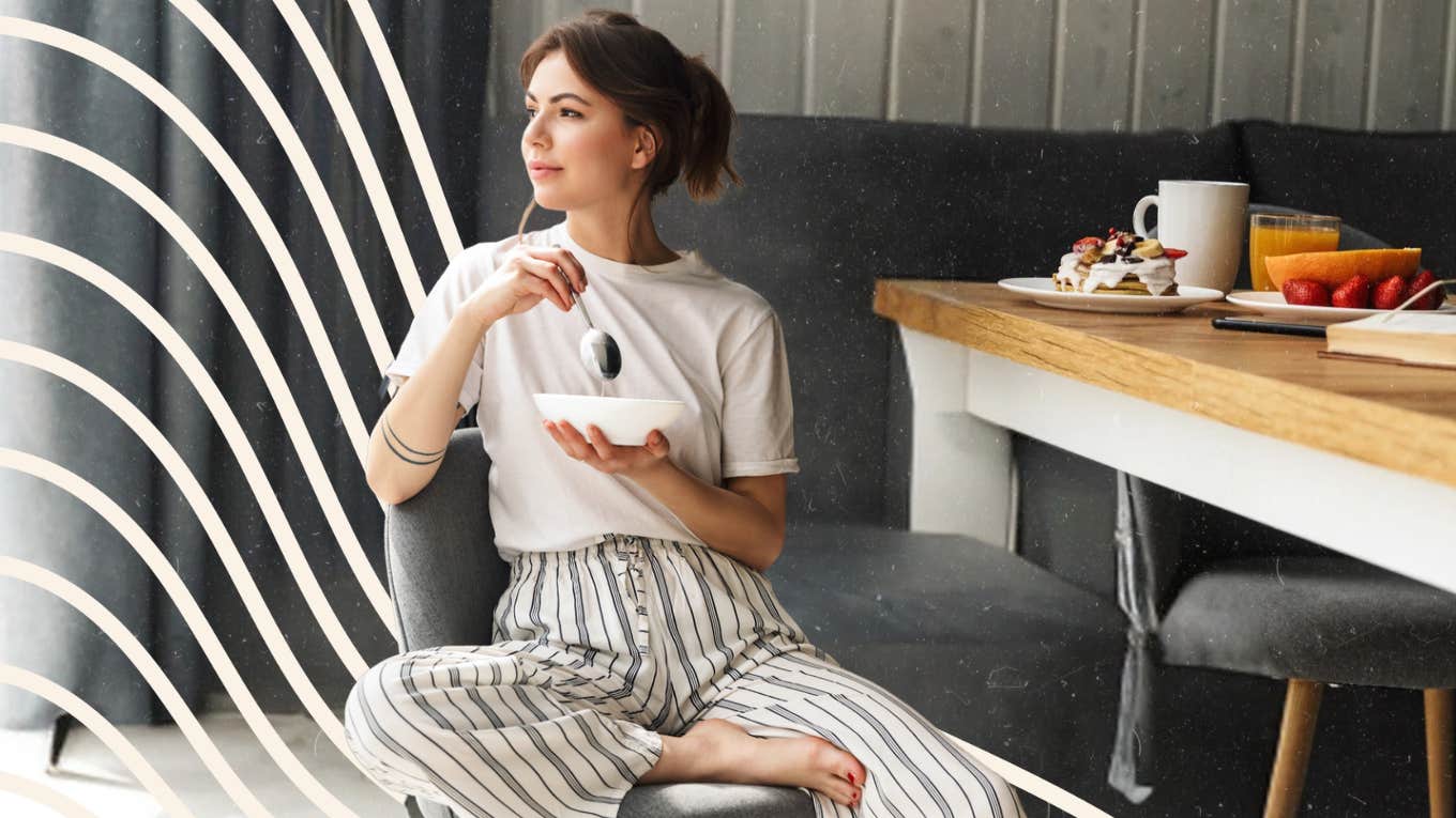 Woman drinking coffee