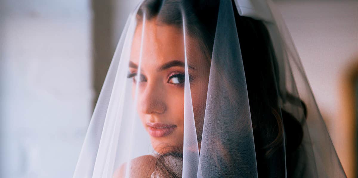 bride looking back