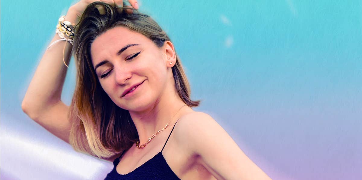 The Trait Of People With Forever Peace of Mind peaceful girl running hand through hair