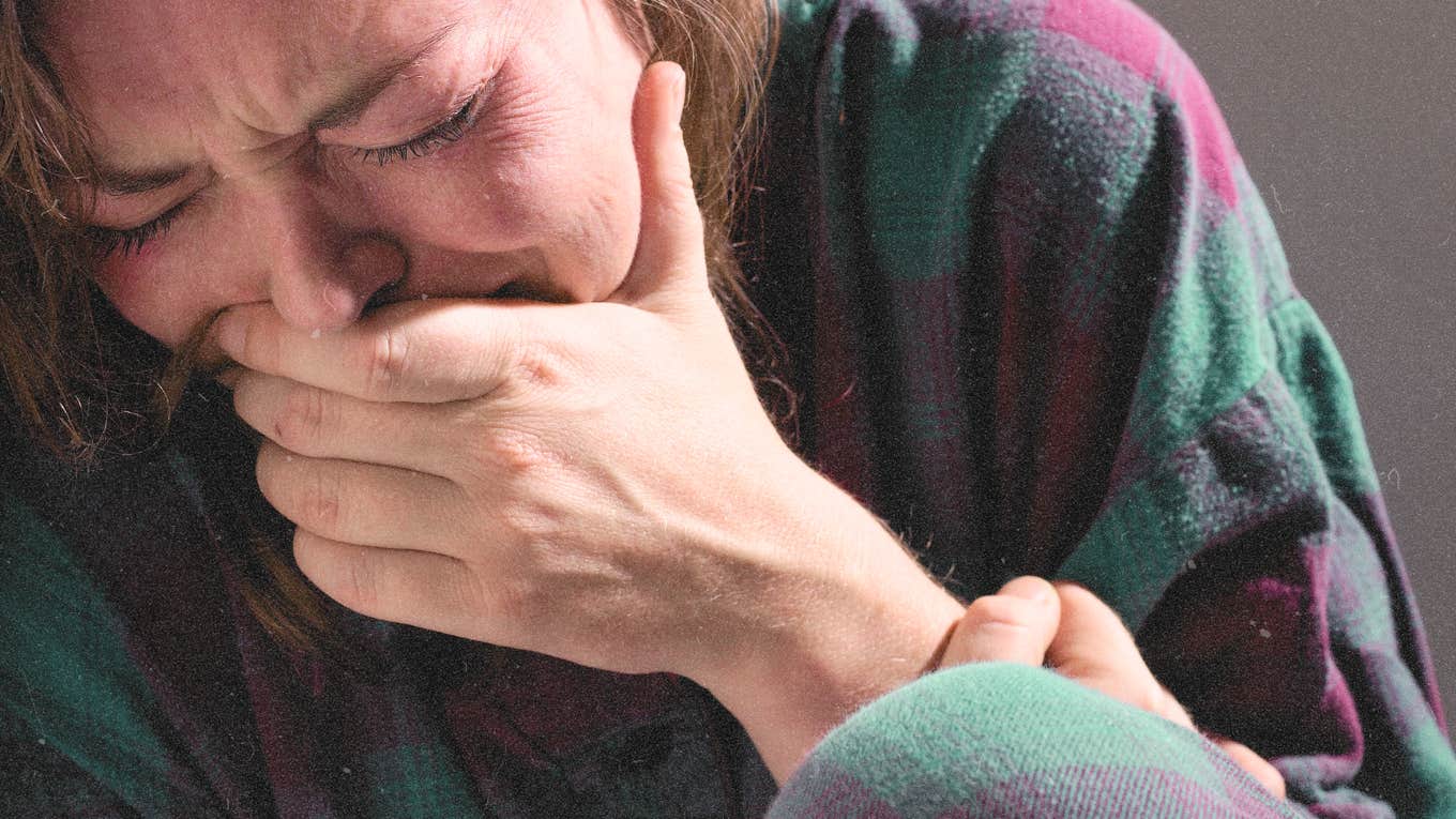 I Was Tossed Onto The Asphalt By The Man Who Was Supposed To Love Me Traumatized woman, crying in a ball
