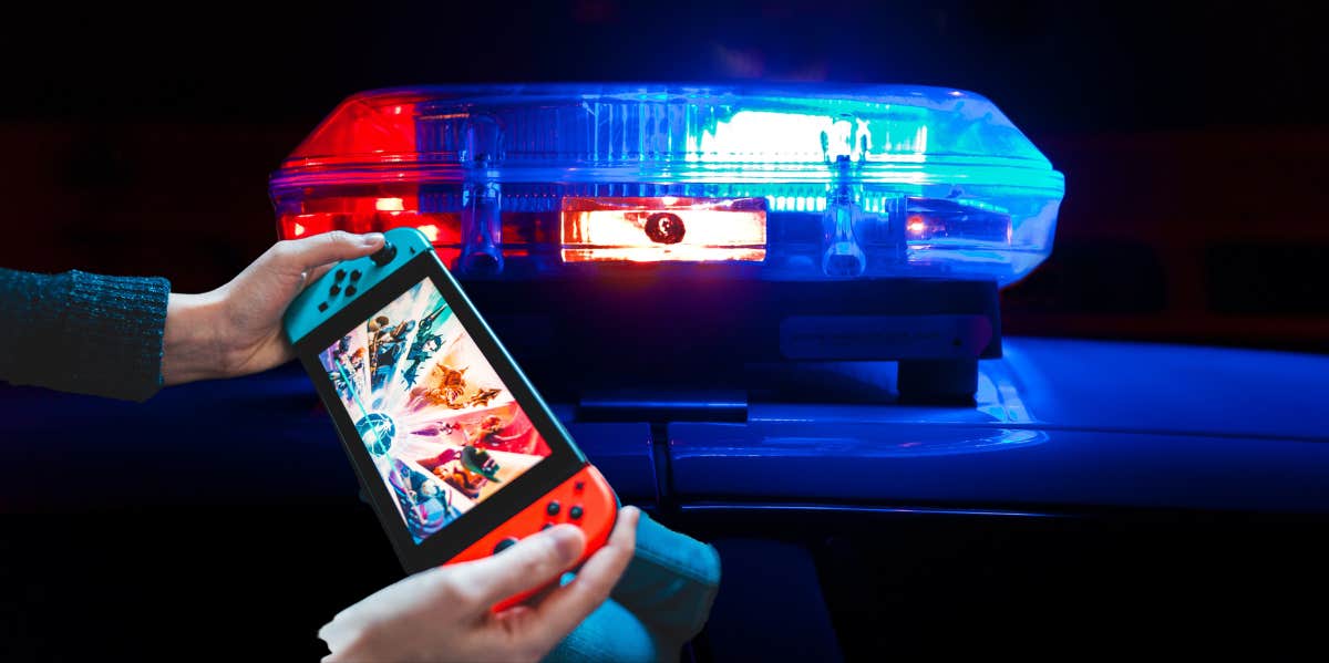 playing nintendo switch, police lights