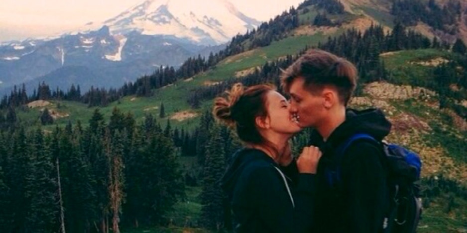 tourist couple kissing tourist couple kissing