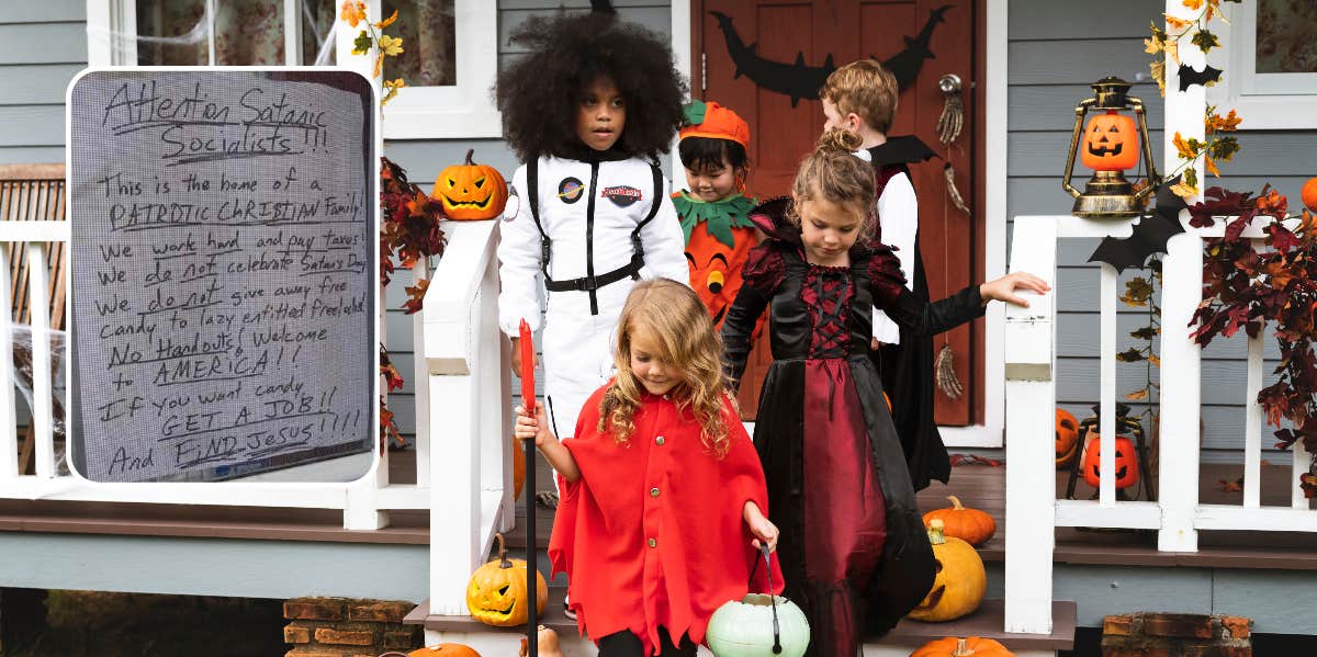 Trick-or-treaters, Halloween sign