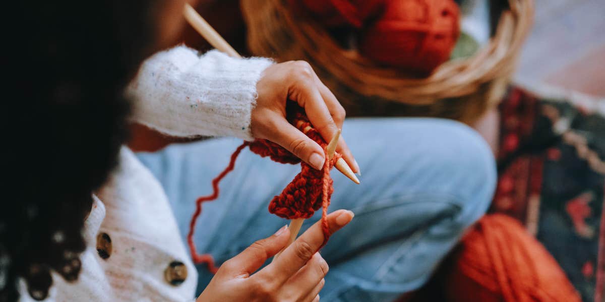 woman knitting