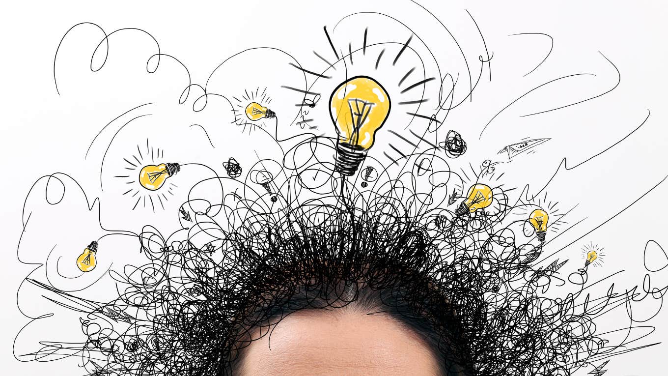 Two Philosophers Explain The Difference Between People Who Have Great Minds & Those Who Are Less Talented person with question signs and light idea bulb above their head