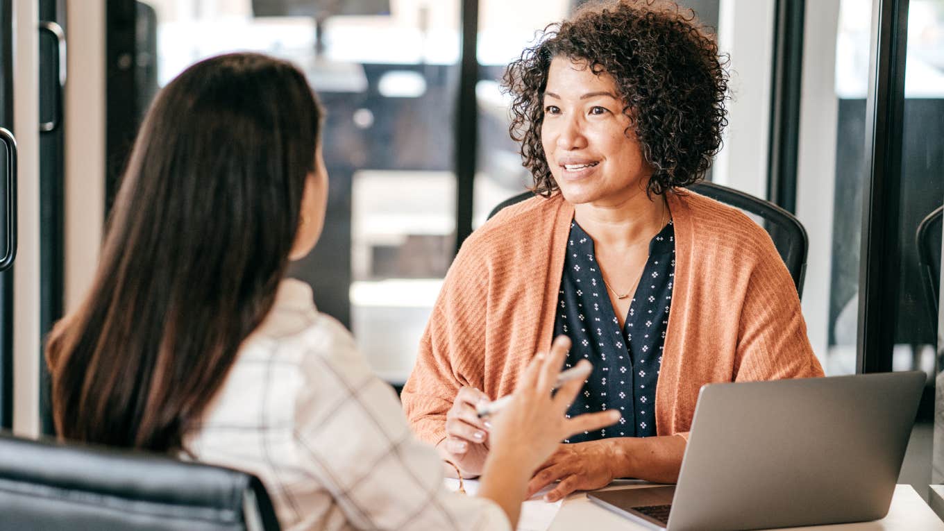 Job interview between two women. 