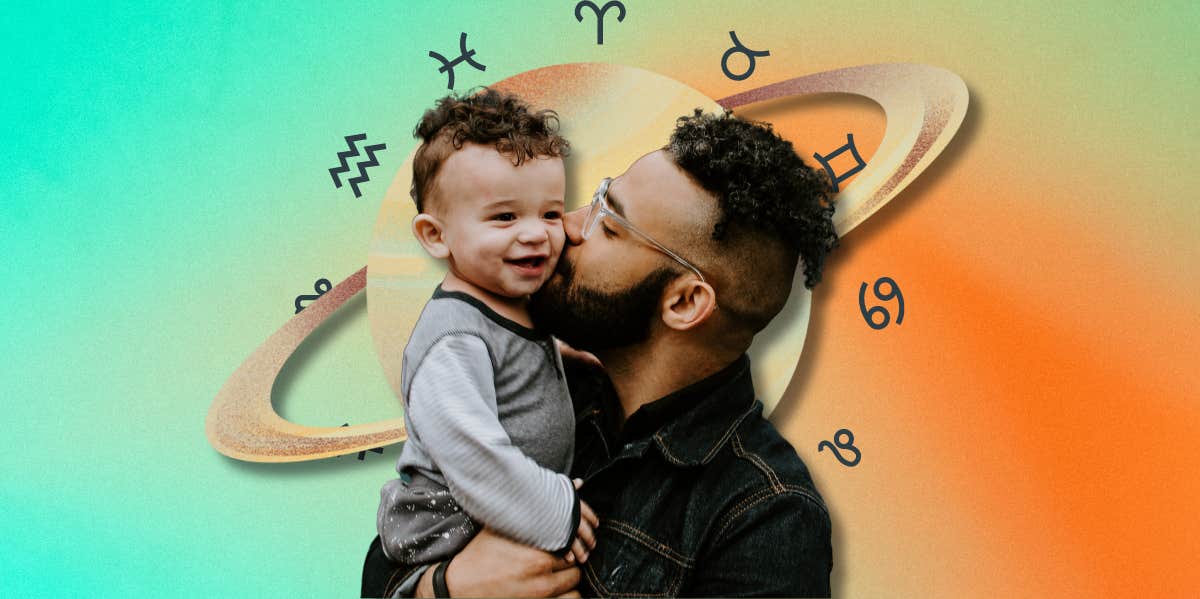 The Type Of Father You'll Be, Based On Your Saturn Sign dad kissing son on the cheek, saturn and zodiac signs