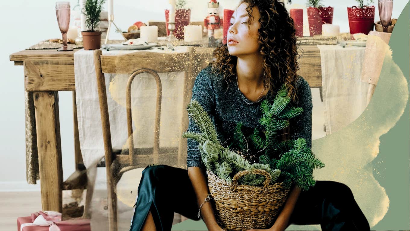 Woman sitting alone during the holidays 