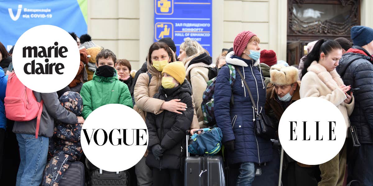 How Ukrainian Women's Magazines Are Assisting In Wartime Relief Efforts Ukrainian people evacuating