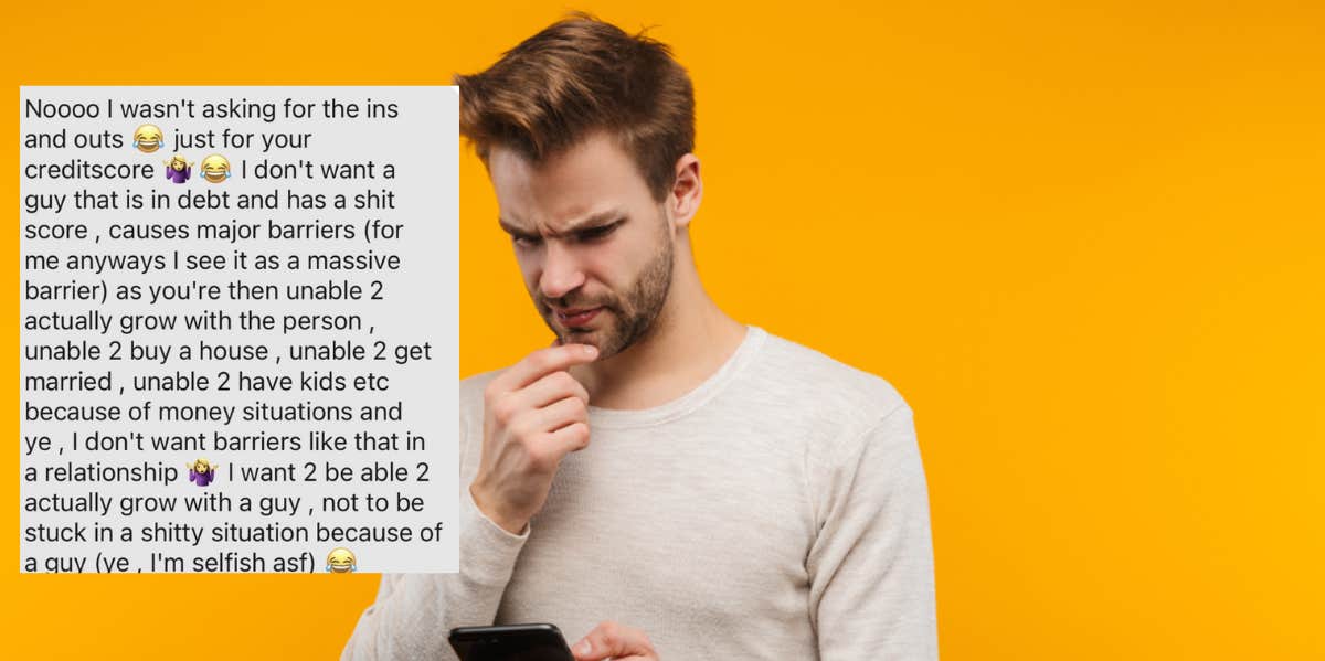 Man Shares Messages With Unemployed Tinder Match Who Is Prioritizing Financial Wellness And Asked Him His Credit Score man, tinder, credit score