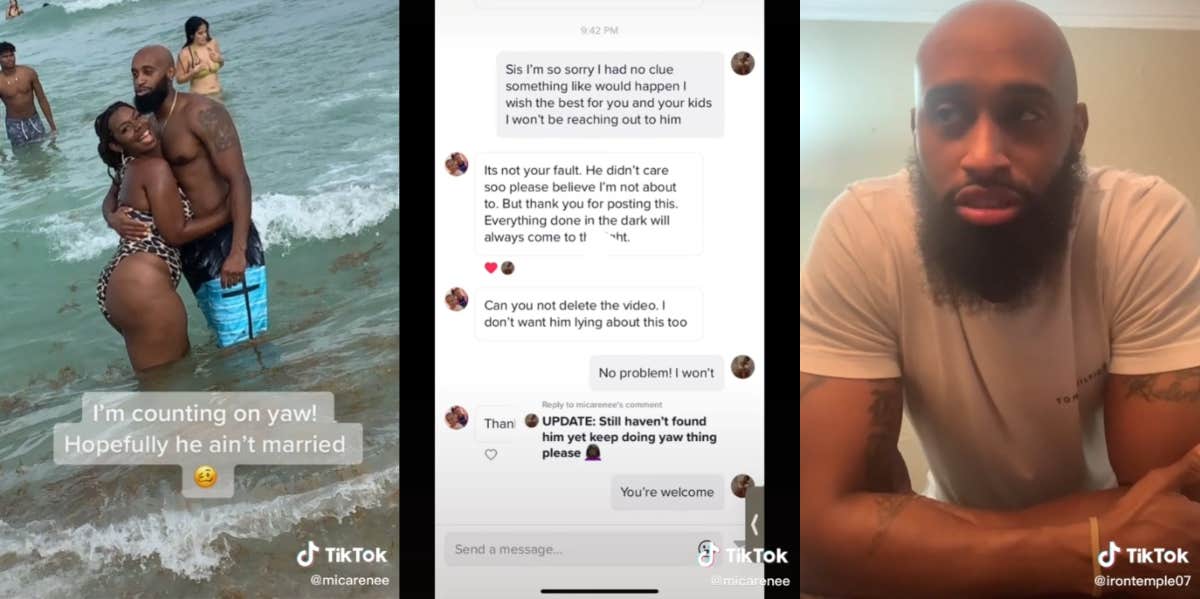Woman Asks Internet To Find The Man She Flirted With In Miami — Just To Find His Wife Instead Vacation man TikTok message screenshots