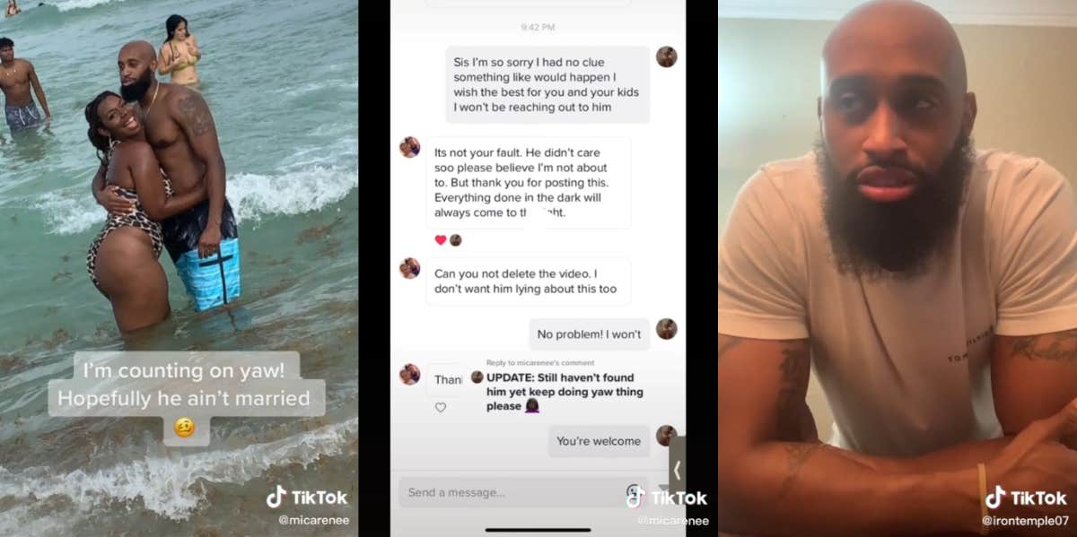 Vacation man TikTok message screenshots