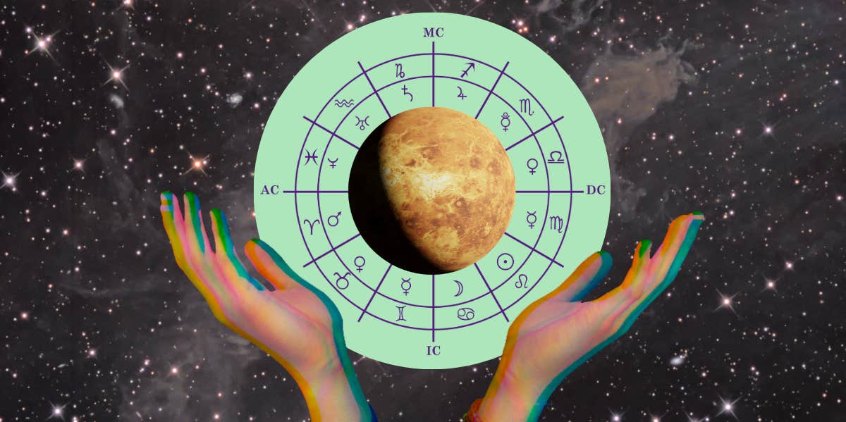 hands holding planet venus and astrology houses