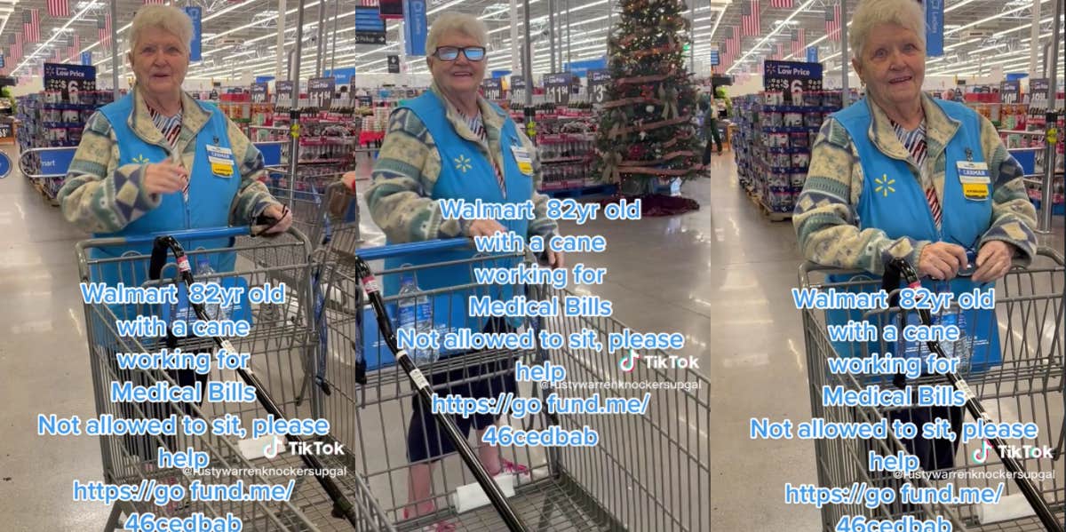 Woman Launches Fundraiser After Seeing 82-Year-Old Walmart Employee Working While Walking With A Cane Liz Rizzo, Carmen