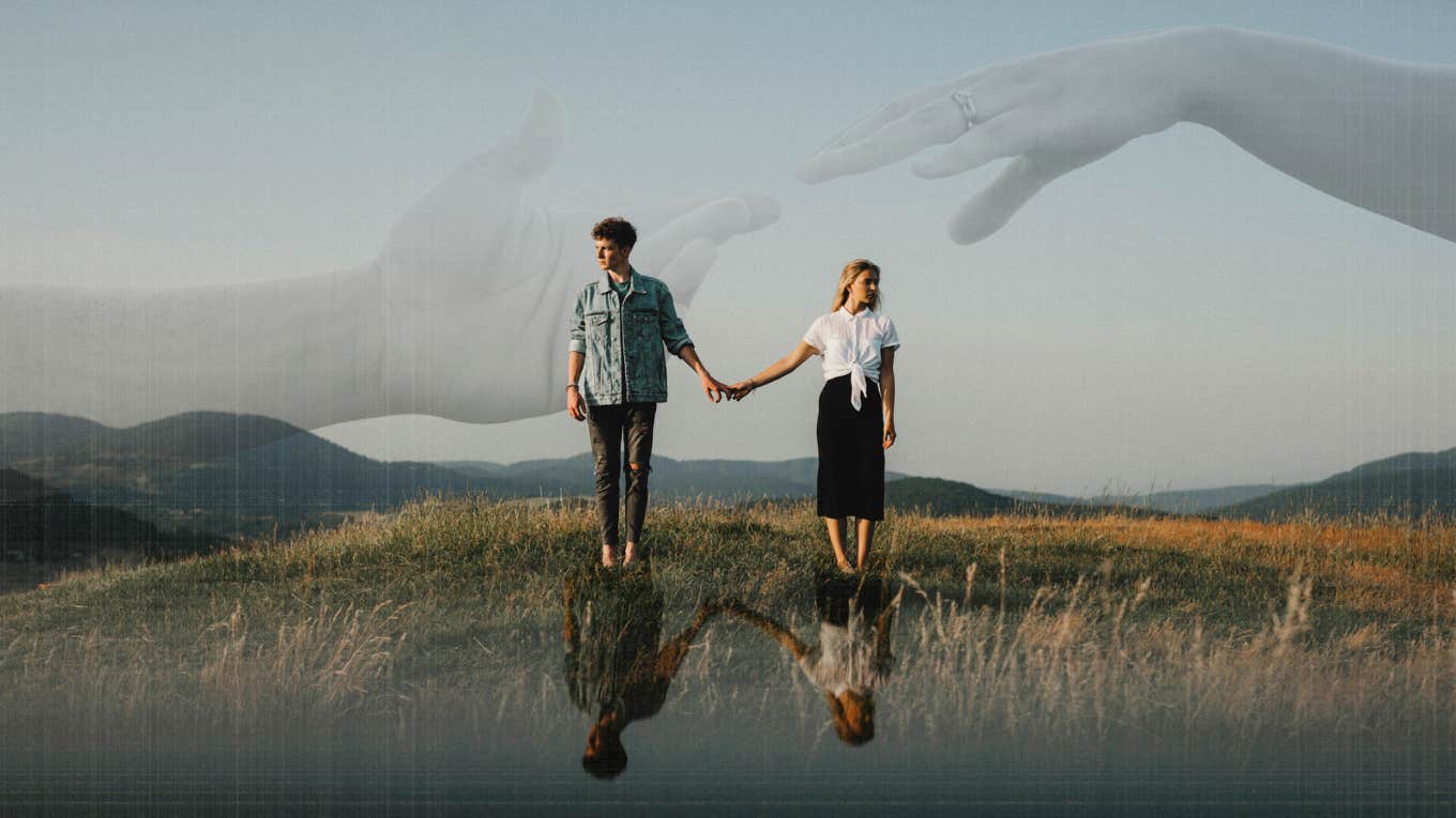 5 Ways Emotional Cheating & Affair Damages Your Relationship & How To Heal From The Betrayal Couple with space between them betrayal, reaching out to heal relationship