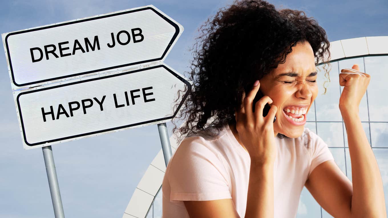 Woman excited after getting dream job 