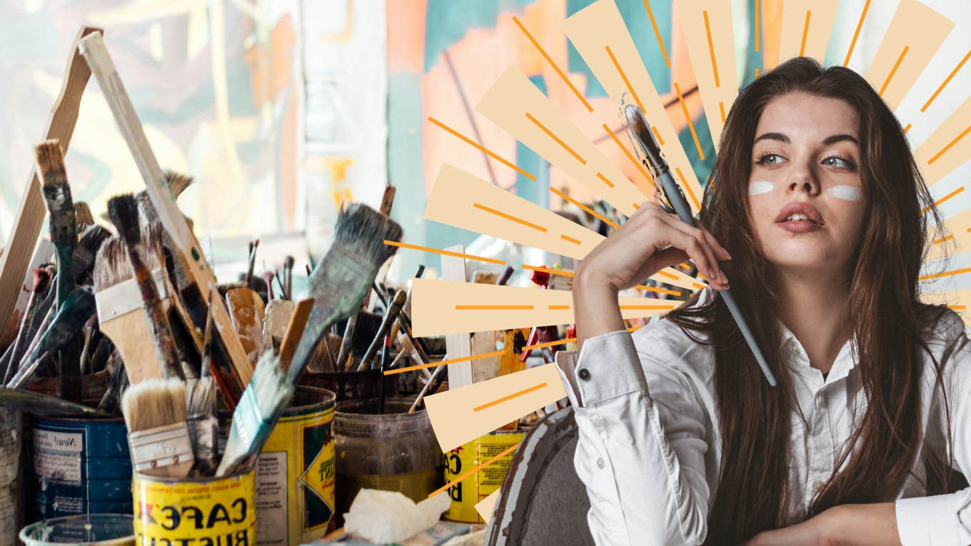 Woman creating a creative mess