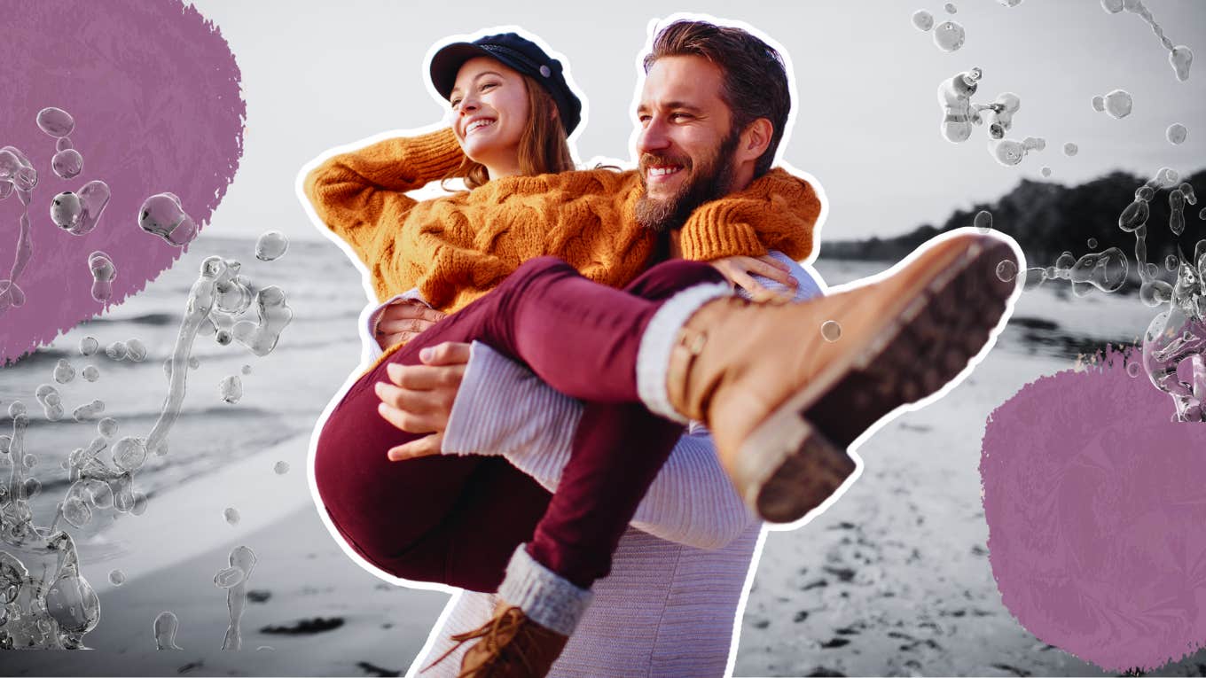 happy couple on beach