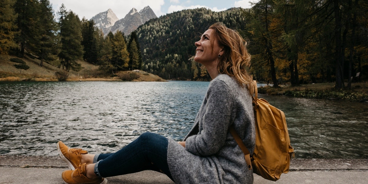 woman using nature to soothe anxiety and stress