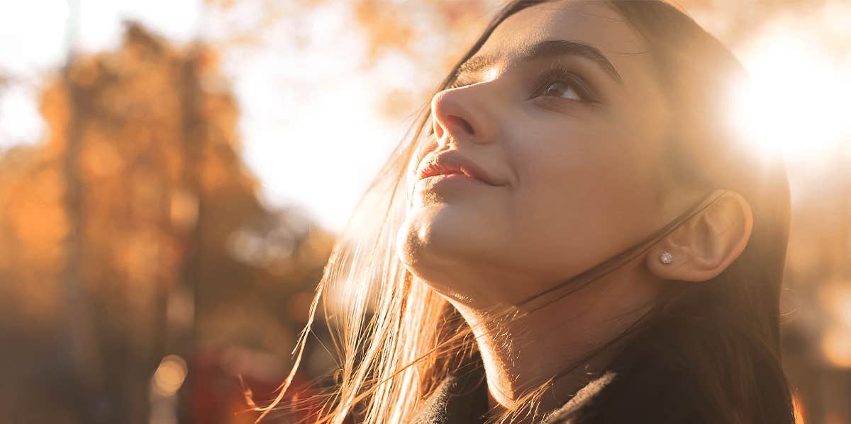 woman looking at sky