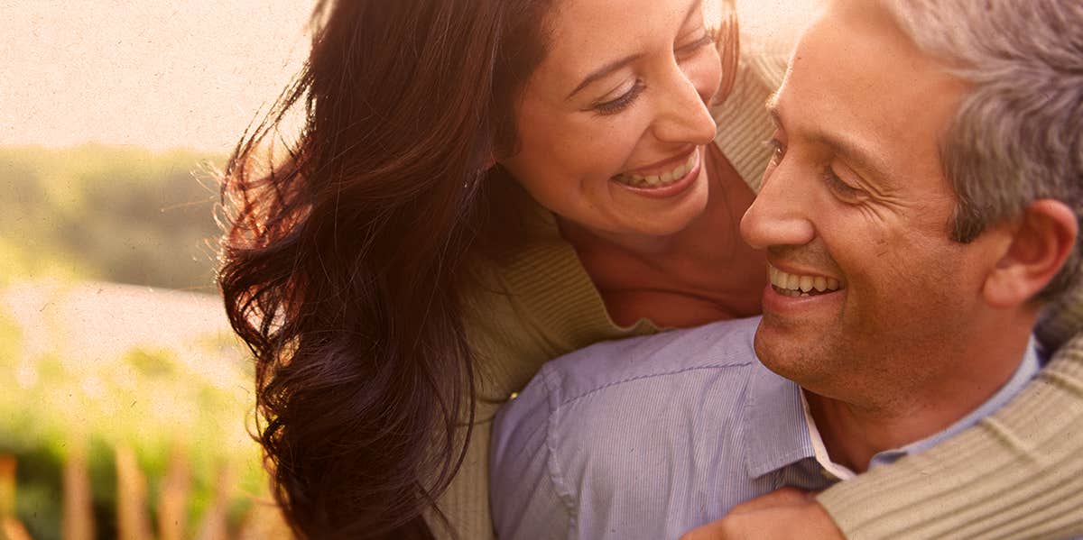 couple hugging in nature