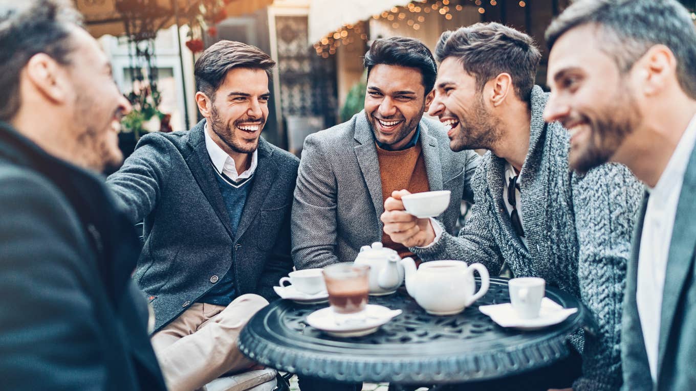 group of businessmen having a conversation