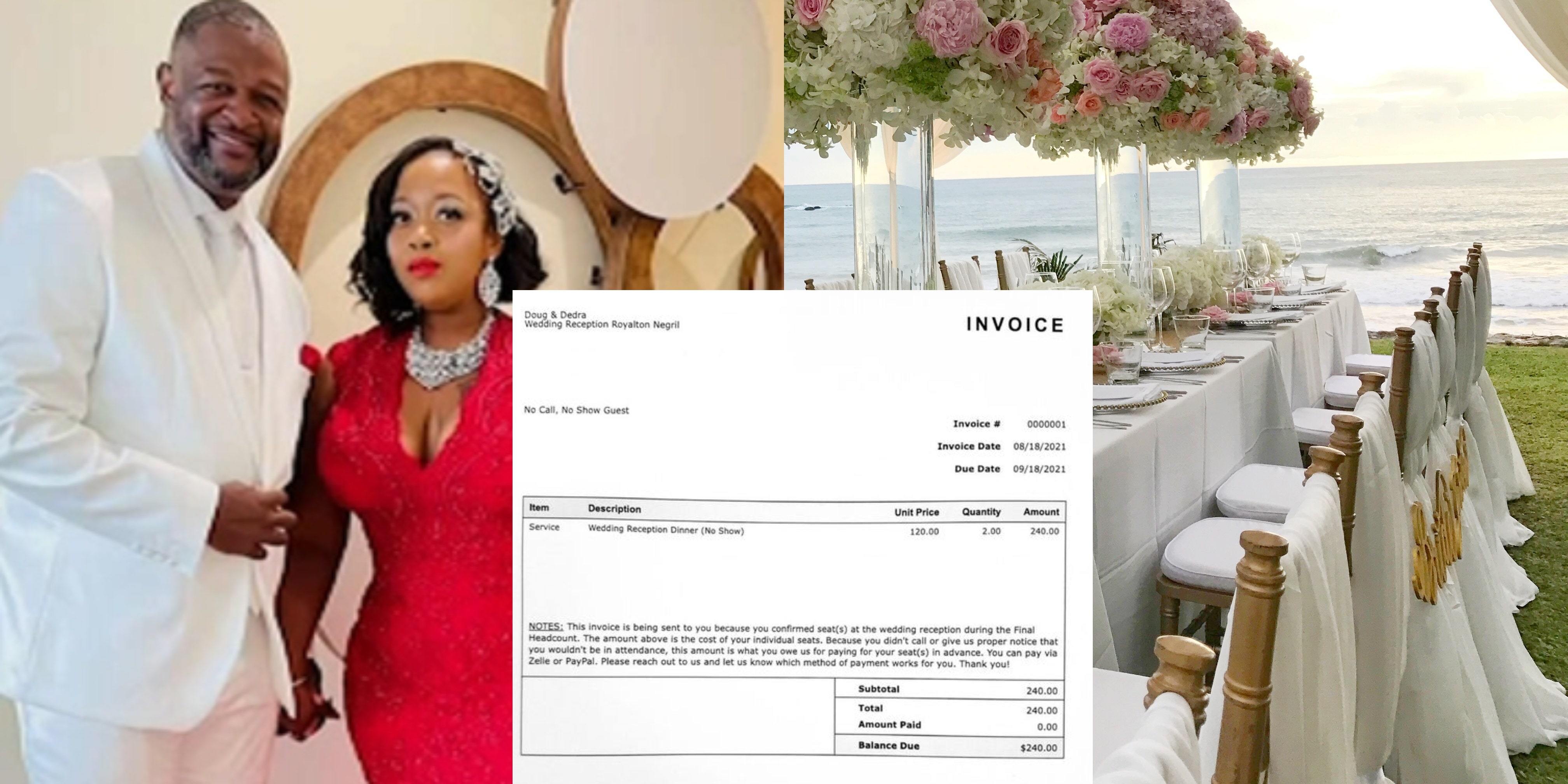Newlyweds Post $240 Bill For No-Show Wedding Guests 